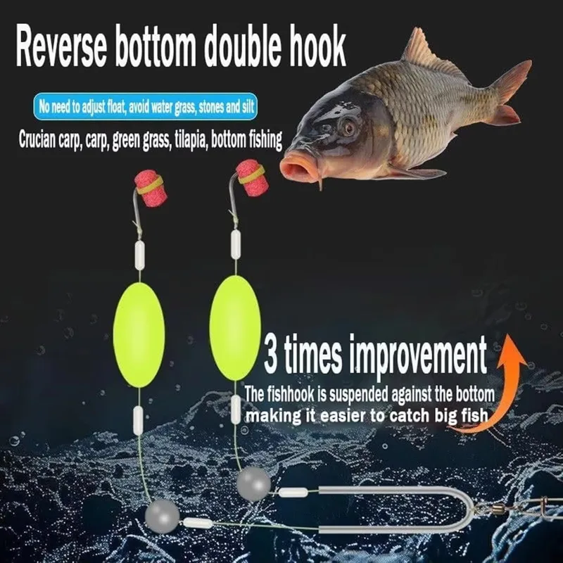 Fishing Equipment Ebay - 3/5/10Pcs Double Reverse Fishing Hook Off-Bottom