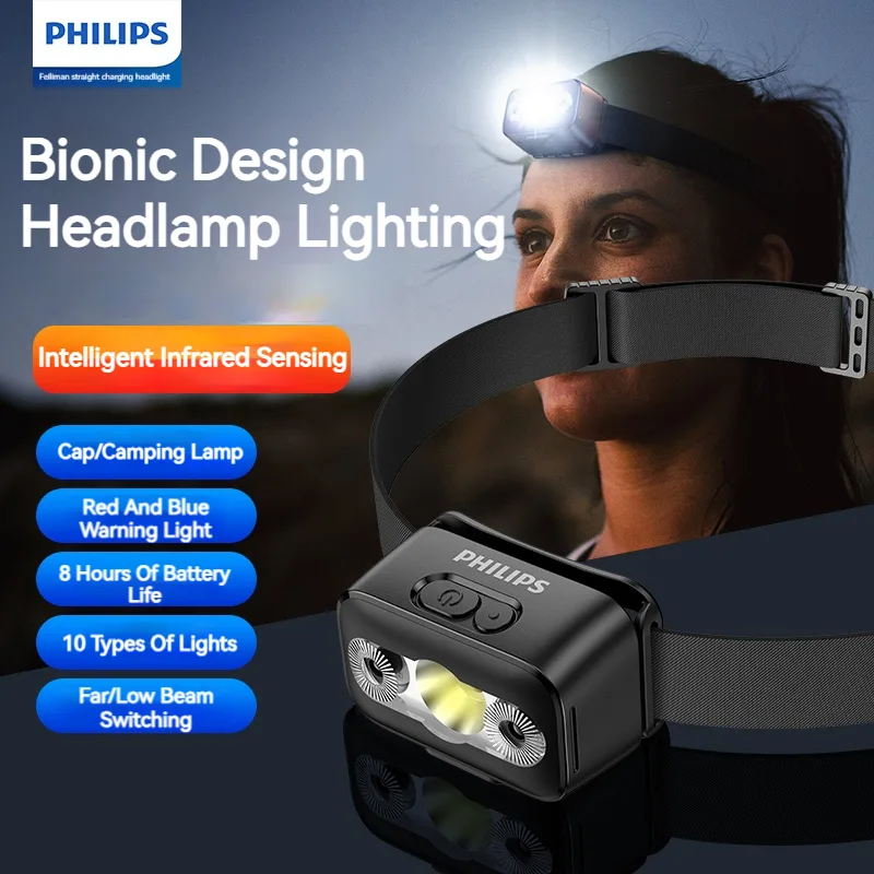 Fishing Headlamp - Philips LED Headlamp Sensor Head Flashlight