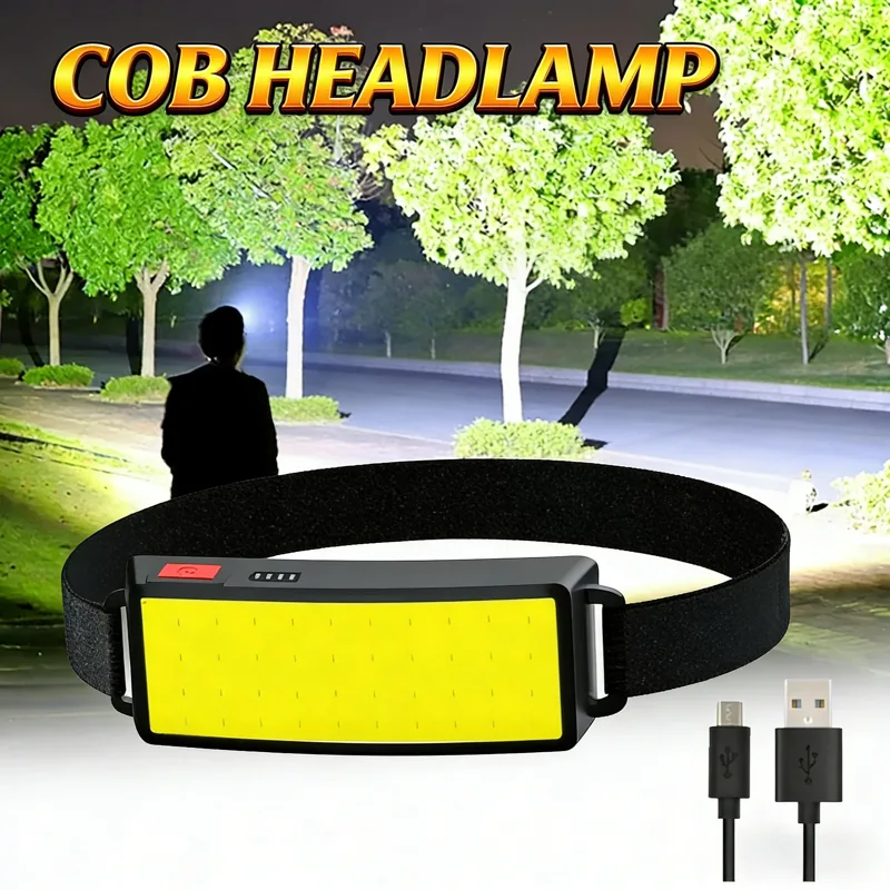 Fishing Headlamp - COB Portable LED Headlights Outdoor Headlight