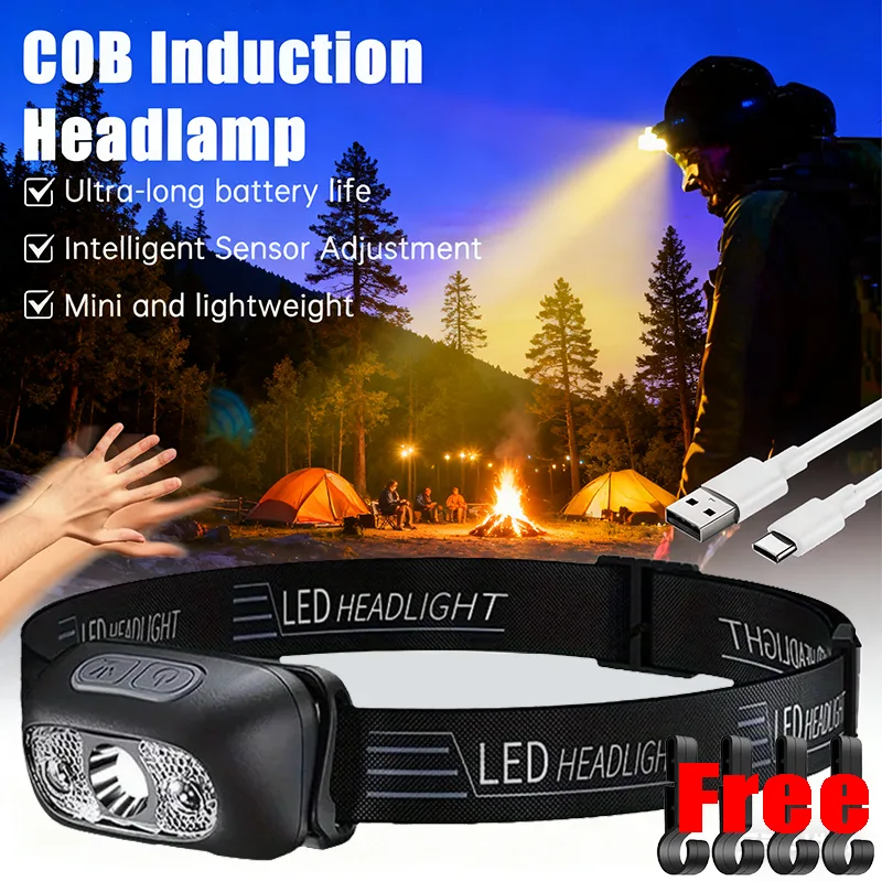 Fishing Headlamp - Strong Light Headlamp Portable LED Sensor