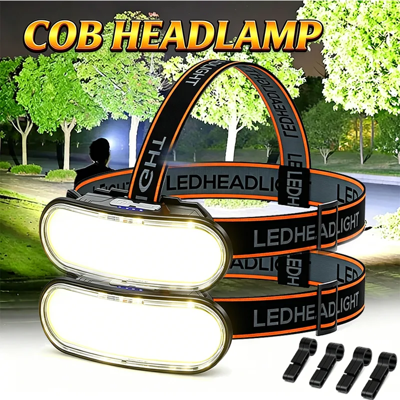 Fishing Headlamp - Powerful COB LED Headlamp Type-c Rechargeable