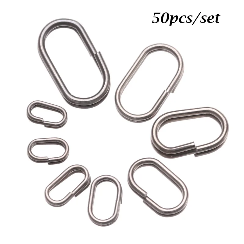 Fishing Equipment Guide - 50 PCs/Lot 8/10/13/15/17/19mm Oval Split Rings
