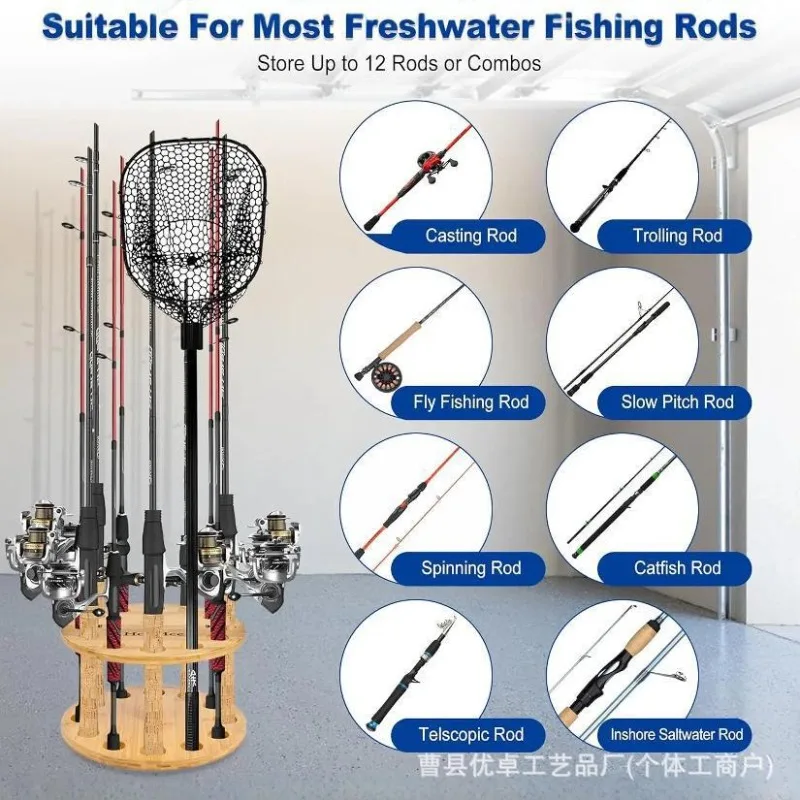 Round Solid Wood Fishing Rod S - Fishing Equipment Holder 评论和价格