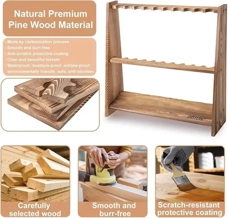 Goture Carbonized Pine Wood Fi - Fishing Equipment Holder 评论和价格