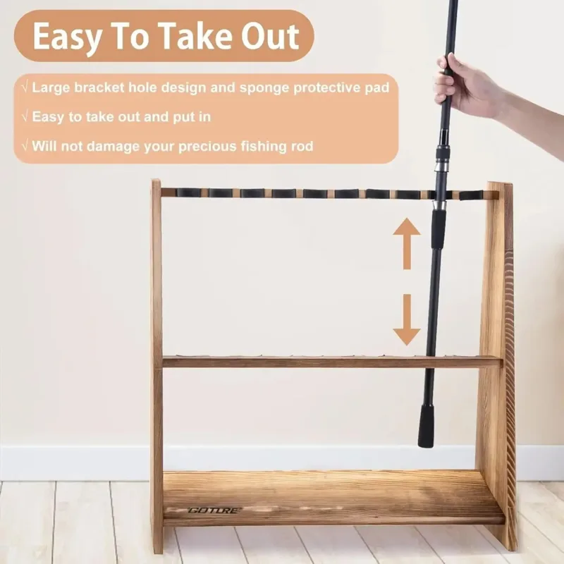 Goture Carbonized Pine Wood Fi - Fishing Equipment Holder 评论和价格
