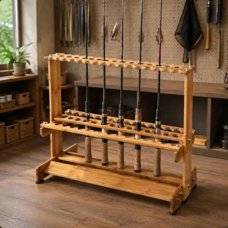 Vertical Bamboo Fishing Rod Di - Fishing Equipment Holder 评论和价格