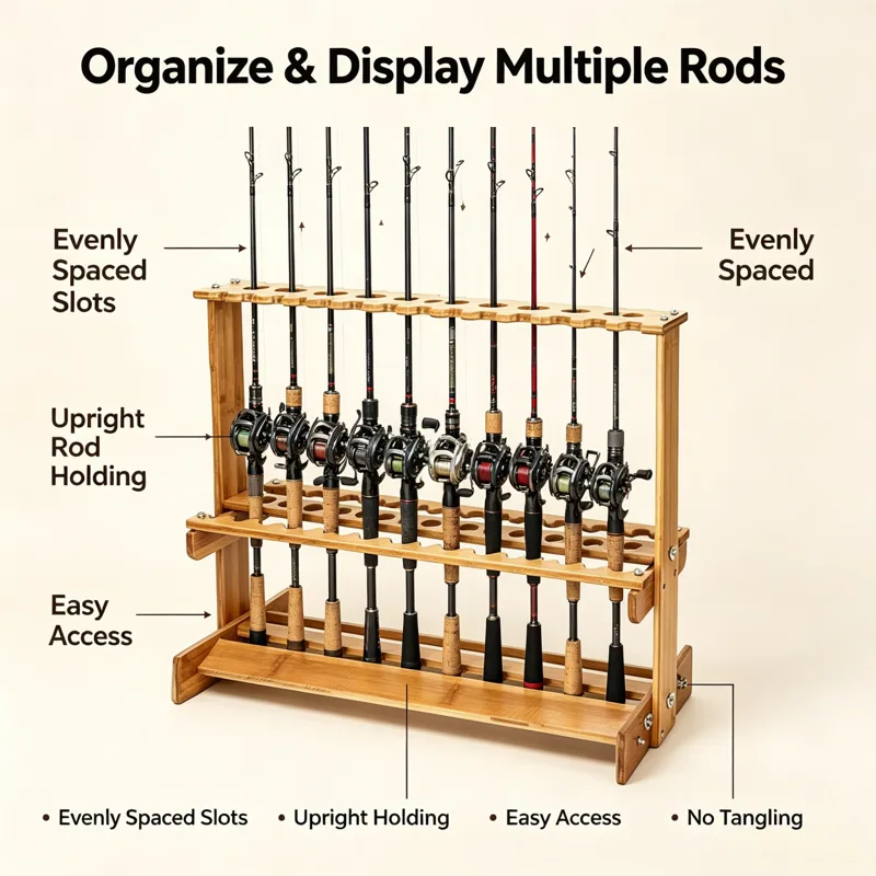 Vertical Bamboo Fishing Rod Di - Fishing Equipment Holder 评论和价格