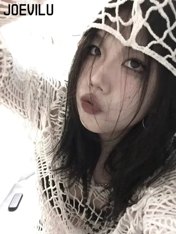 JOEVILU Hollow Knit Hooded Top - Fishing Equipment Net 评论和价格