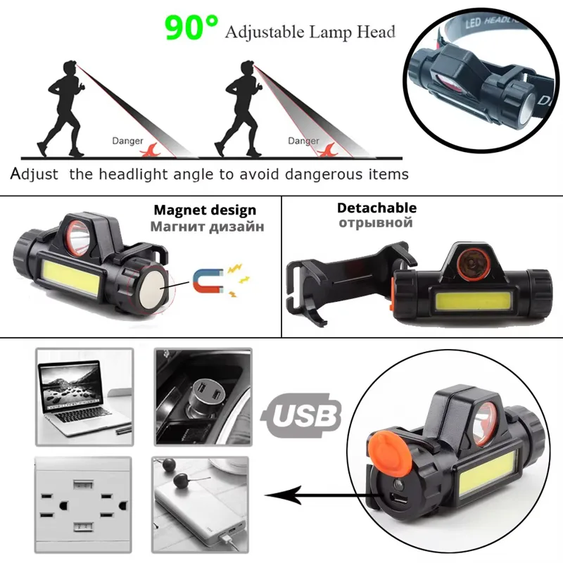 LED headlights, outdoor cob ch - Fishing Headlamp 评论和价格