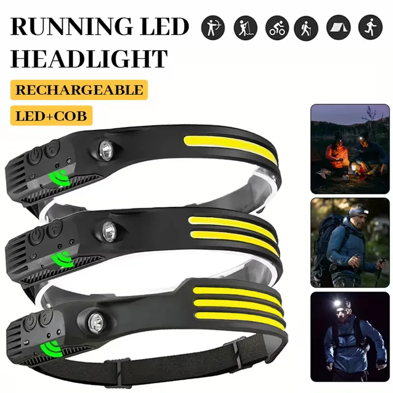 COB LED Induction Headlamp USB - Fishing Headlamp 评论和价格